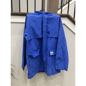 Vintage Helly Hansen 16850 N Blue PVC Rain Jacket Men's Medium - Waterproof